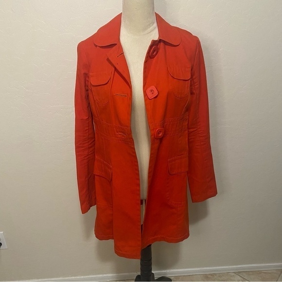 Tara Jarmon for Target red orange mod trench coat Size M - Picture 3 of 10